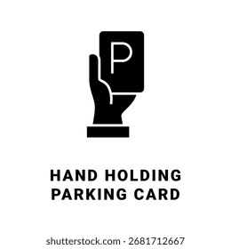 Hand holding a parking card solid flat vector icon, representing payment or access.