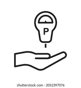 Hand holding parking meter icon design vector illustration