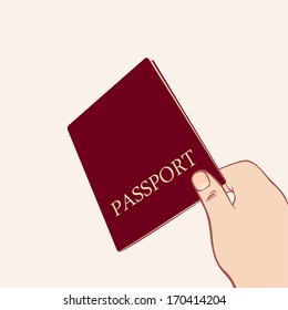 hand holding the passport