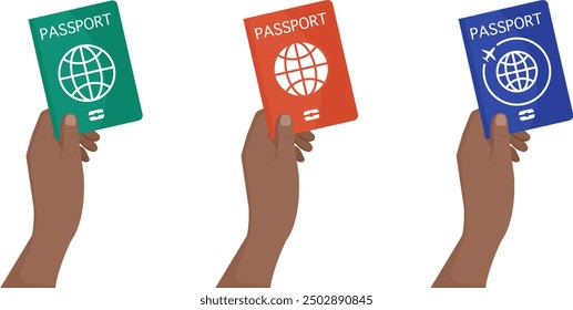 Hand holding passport with tickets for international travel and tourism.