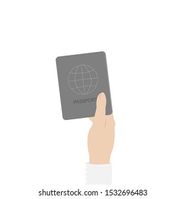 Hand holding passport, vector illustration
