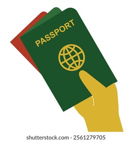 Hand Holding Passports - Travel and Identification Concept.