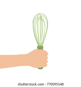 Hand holding a pastry mixer, vector illustration design. Hands collection.