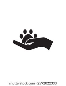 hand holding paw icon, vector best flat icon.