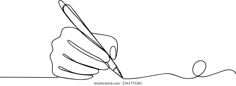 hand holding pen continuous