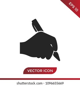 Hand holding pen icon vector