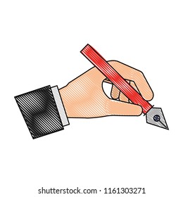 hand holding pen steel basic tip artistic creativity