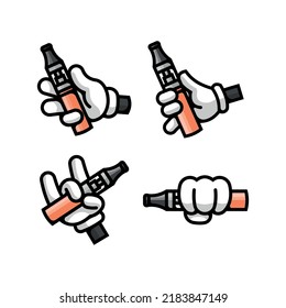 HAND IS HOLDING A PEN VAPE CARTOON LOGO COLLECTION