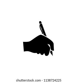 Hand holding up a pen vector icon