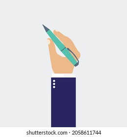 hand holding pen vector  illustration