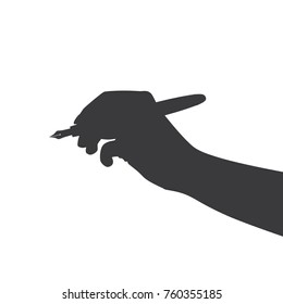 Hand holding a pen, vector illustration design. Hands collection.