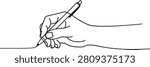 Hand holding a pen and writing a line, simple line
