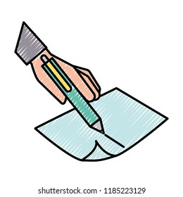 hand holding pen writing on paper