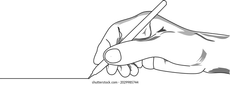 hand holding a pen writing vector illustration