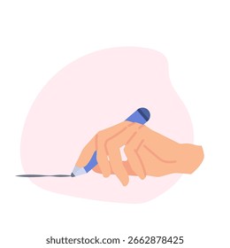 Hand Holding Pen for Writing Vector Illustration