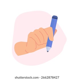 Hand Holding Pen for Writing Vector Illustration