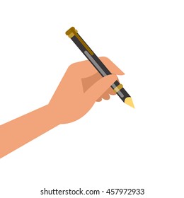 Hand holding pen   writing  Vector illustration