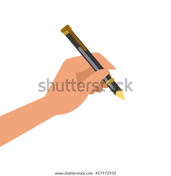 Hand Holding Pen Writing Vector Illustration Stock Vector (Royalty Free ...