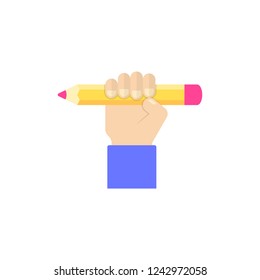 Hand holding pencil