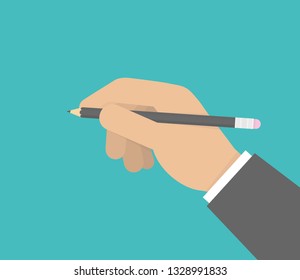 Hand holding pencil