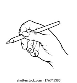 Hand Holding Pencil Stock Vector (Royalty Free) 176745383 | Shutterstock