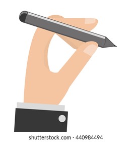 hand holding pencil