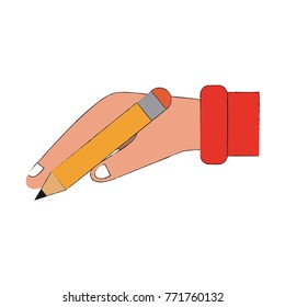 Hand holding pencil