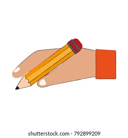 Hand holding pencil