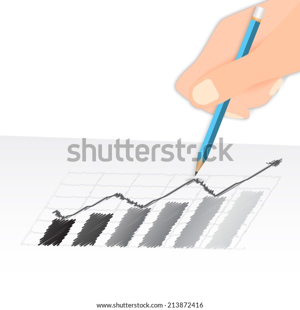 Hand Holding Pencil Drawing Graph Concept Stock Vector (Royalty Free