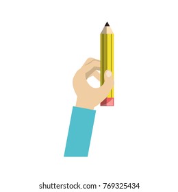 hand holding a pencil icon