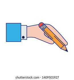 hand holding pencil icon cartoon vector illustration graphic design