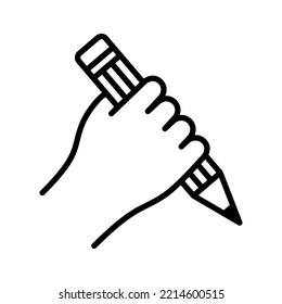 Hand Holding Pencil Icon. Creative Education. Pictogram Isolated On A White Background. Vector Illustration.