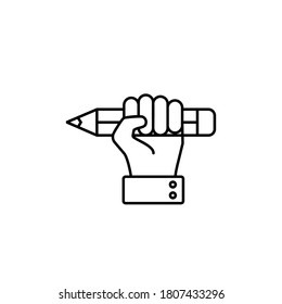 hand holding pencil icon vector ilustration