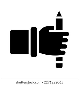 Hand holding pencil linear icon. Handwriting. Drawing. Taking notes. vector illustration on white background