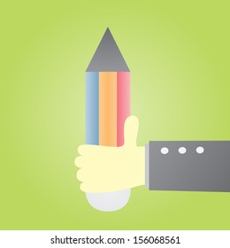 hand holding a pencil. vector.