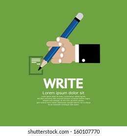 Hand Holding A Pencil Vector Illustration
