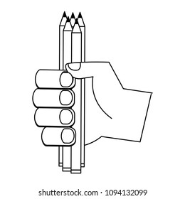 hand holding pencils office supplies