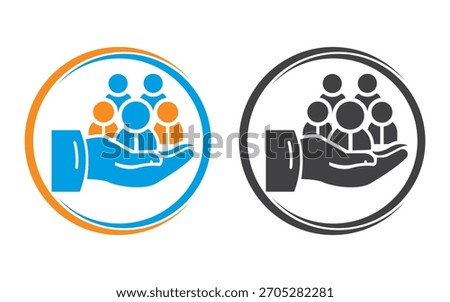 Hand Holding People Group Logo Design Community Support Charity Unity Care Icon Vector Template