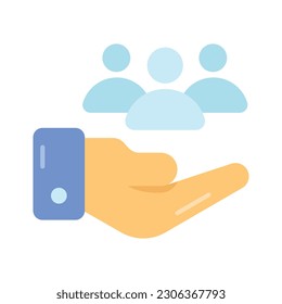 Personas de mano que muestran el vector de concepto de servicio al cliente, icono plano de atención al cliente