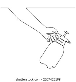 Hand Holding Pest Spray Continuous Line Drawing