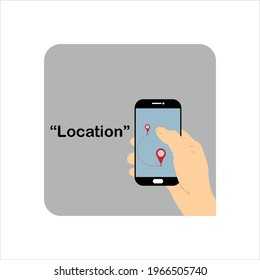 hand holding phone with app navigation vector illustration.