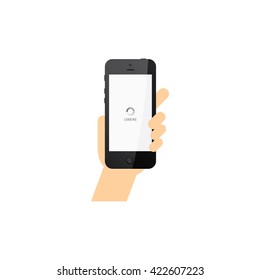 hand holding phone commercial template vector art illustration