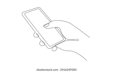 Hand holding phone continues illustration design template