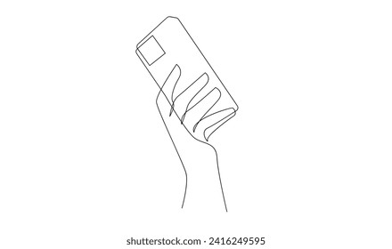 Hand holding phone continues illustration design template