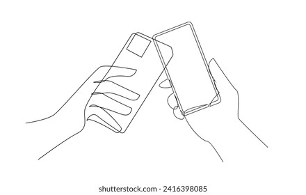 Hand holding phone continues illustration design template