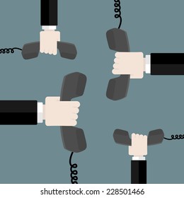 Hand holding phone. Flat design web icons
