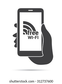 Hand Holding Phone Free Wi-fi Icon