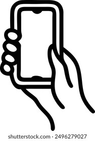 hand holding phone icon on white 