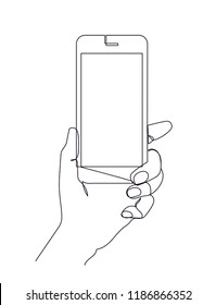 hand holding  phone isolated on white clipping path inside