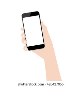 hand holding phone isolated on white background vector design